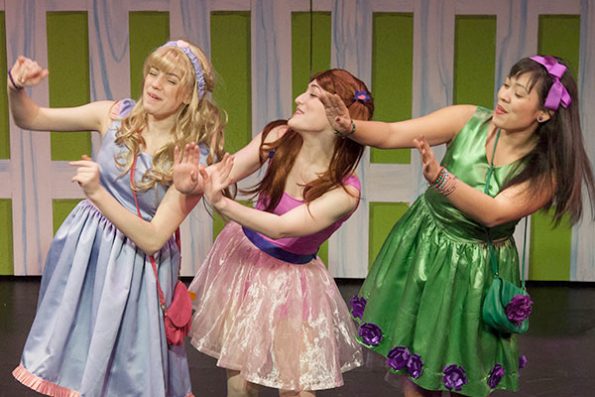 Pictured: Lora Nicolas, Laura Weiner, Madison Turner in the Off-Broadway Alliance Award-winning production of StinkyKids® the Musical at Vital Theatre (photo by Steven Rosen).